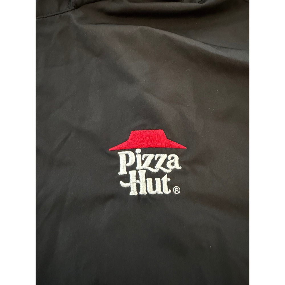 North End Pizza Hut Windbreaker Jacket Mens Medium Black Hooded Full Zip 88083